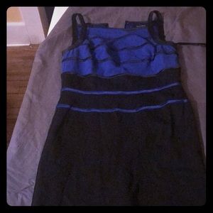 Blue and black fitted dress